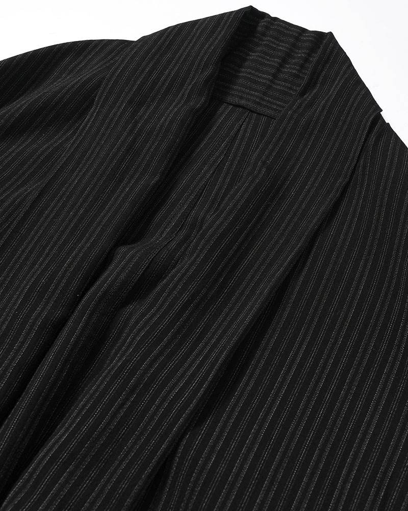 RAYON THIN STRIPE SLIT JACKET -BLACK-