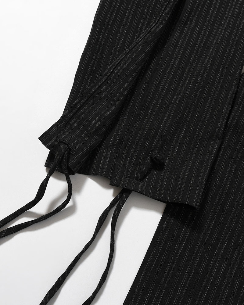 RAYON THIN STRIPE SLIT JACKET -BLACK-