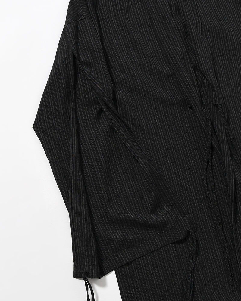 RAYON THIN STRIPE SLIT JACKET -BLACK-