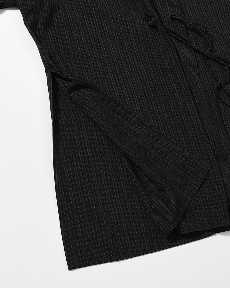 RAYON THIN STRIPE SLIT JACKET -BLACK-