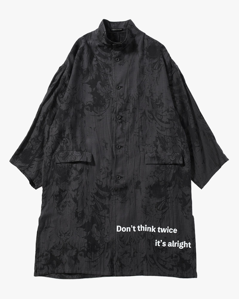 JACQUARD PATTERN MESSAGE PRINTED STAND JACKET -BLACK-