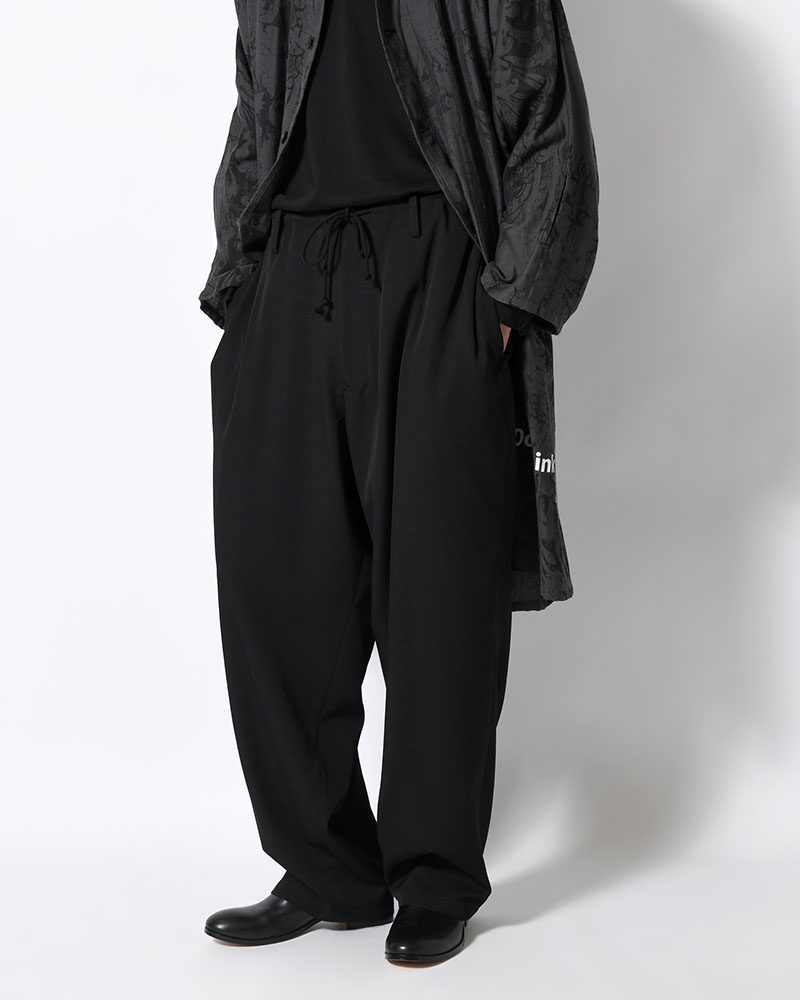 WOOL GABARDINE NEW STANDARD STRING PANTS -BLACK-