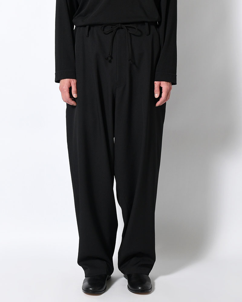 WOOL GABARDINE NEW STANDARD STRING PANTS -BLACK-