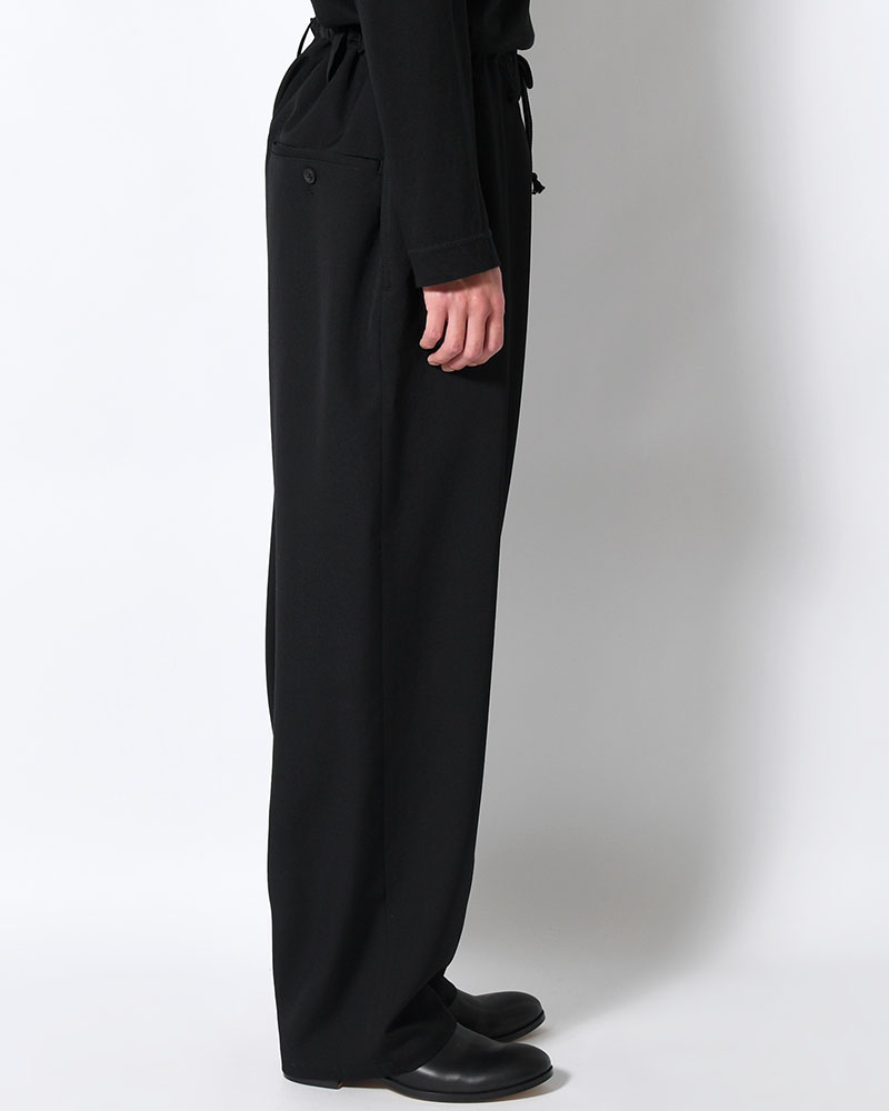 WOOL GABARDINE NEW STANDARD STRING PANTS -BLACK-