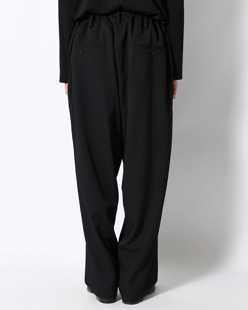 WOOL GABARDINE NEW STANDARD STRING PANTS -BLACK-