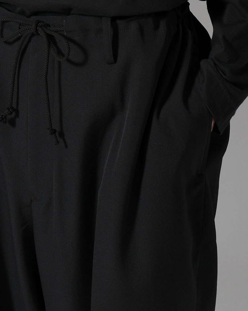 WOOL GABARDINE NEW STANDARD STRING PANTS -BLACK-