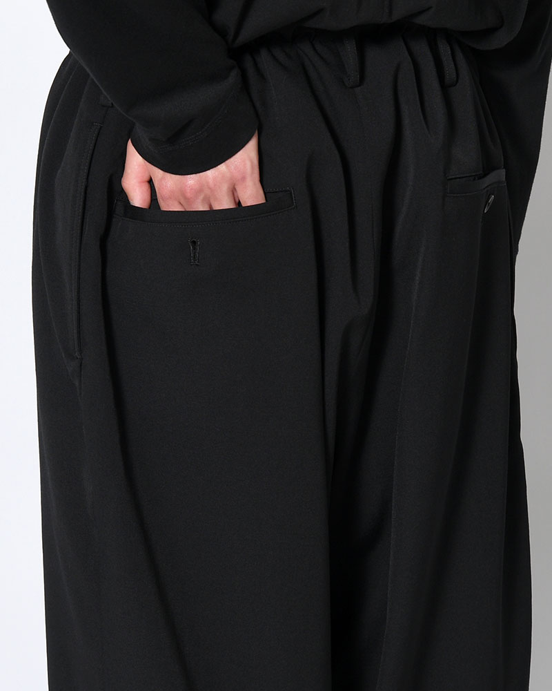 WOOL GABARDINE NEW STANDARD STRING PANTS -BLACK-