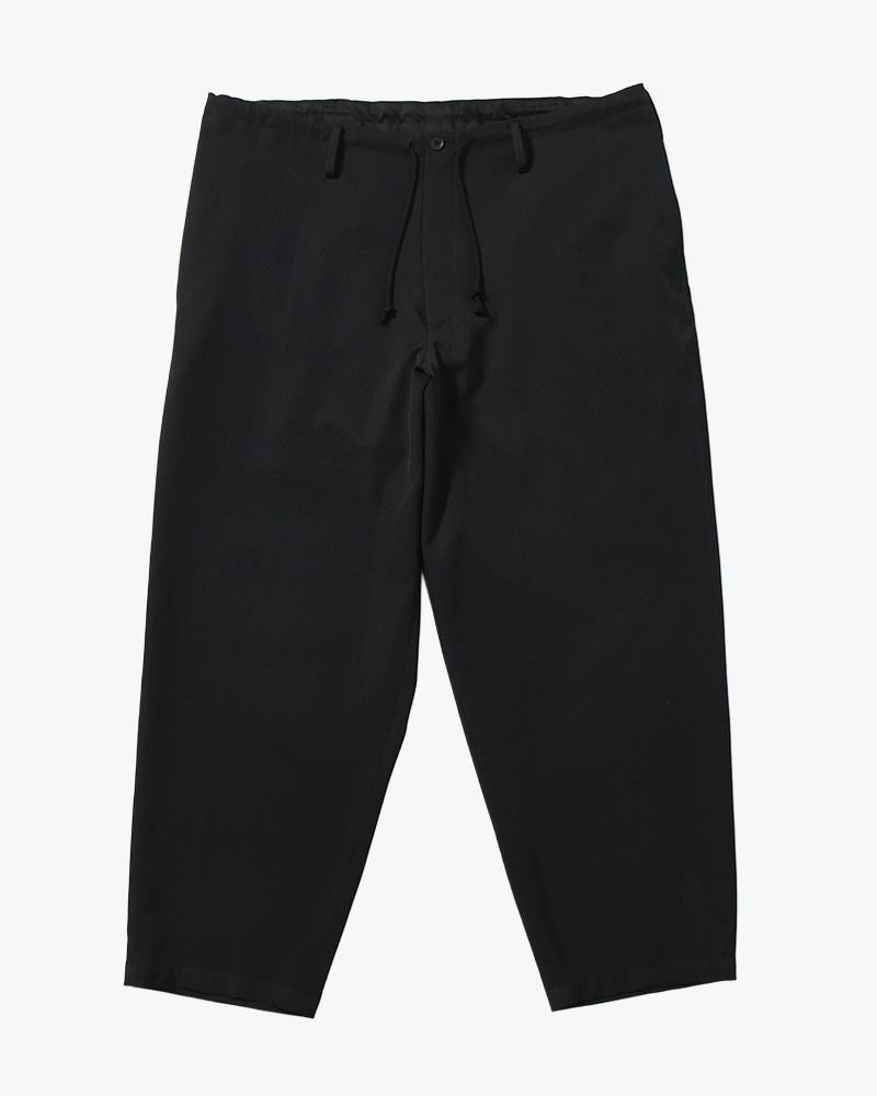 WOOL GABARDINE NEW STANDARD STRING PANTS -BLACK-