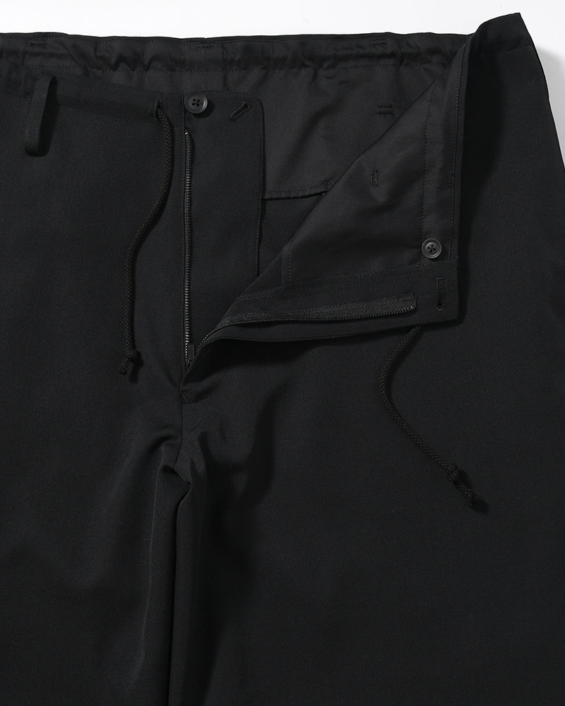 WOOL GABARDINE NEW STANDARD STRING PANTS -BLACK-