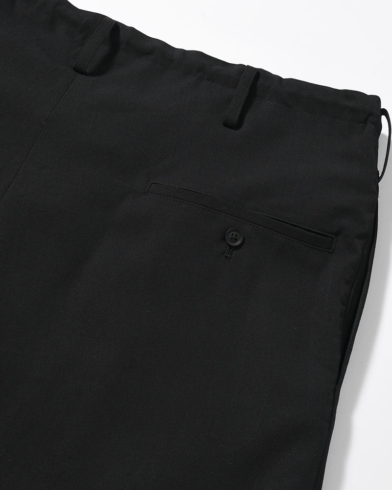 WOOL GABARDINE NEW STANDARD STRING PANTS -BLACK-