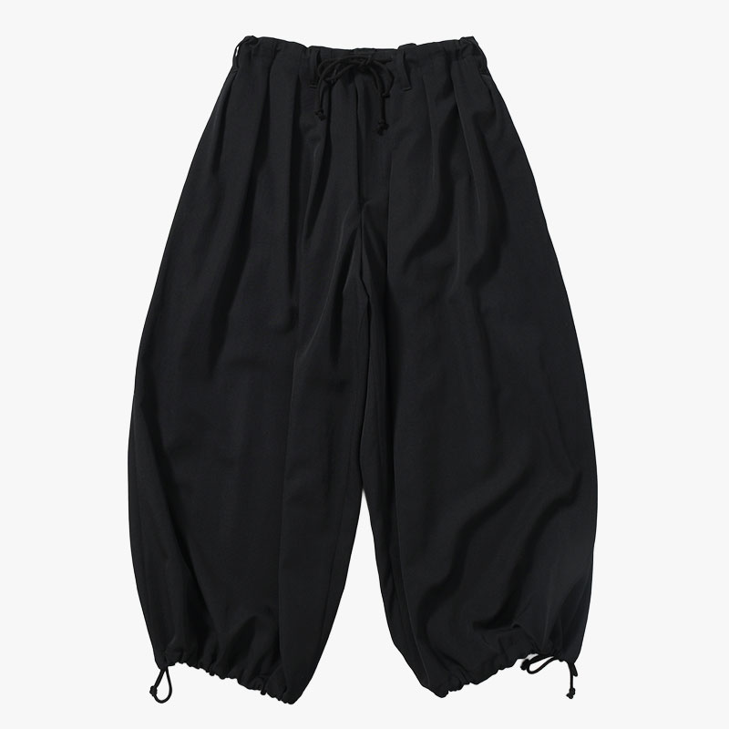 WOOL GABARDINE STANDARD BALOON PANTS -BLACK-