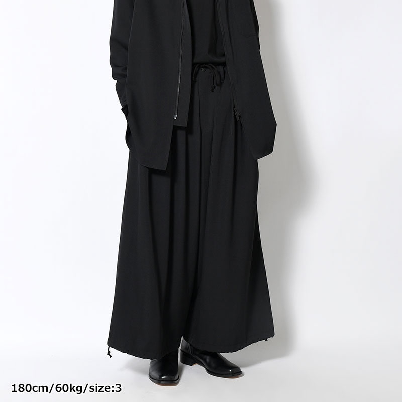 WOOL GABARDINE STANDARD BALOON PANTS -BLACK-