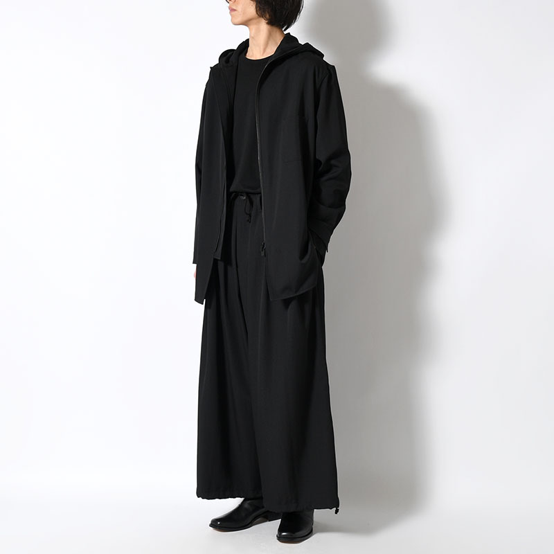 WOOL GABARDINE STANDARD BALOON PANTS -BLACK-