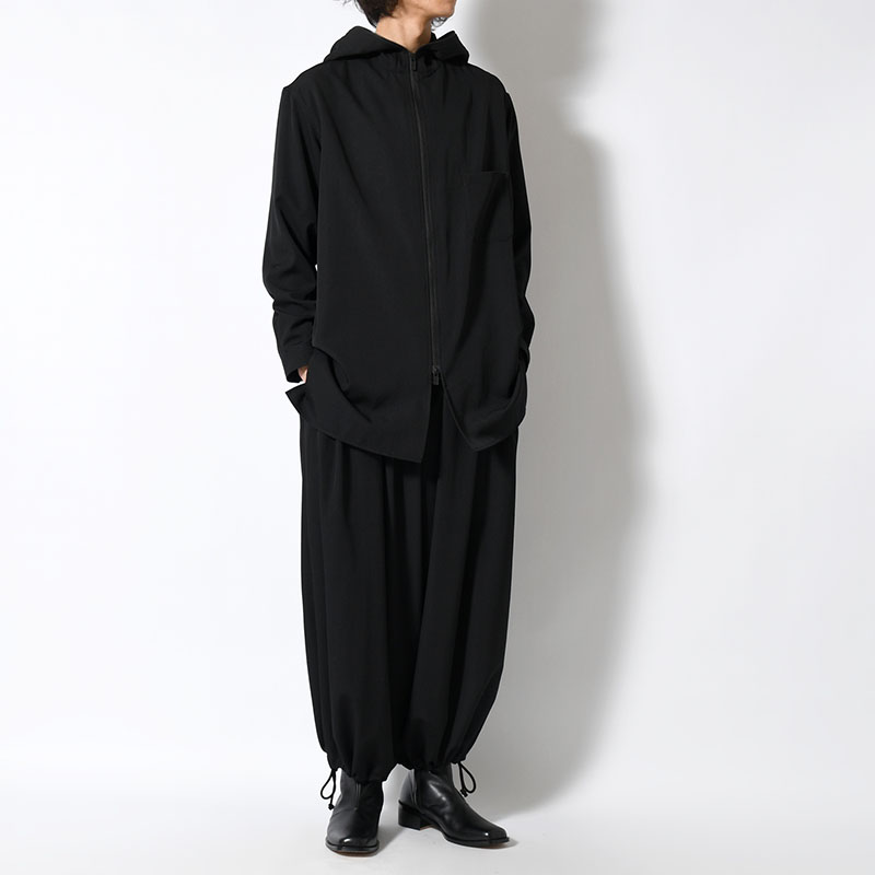 WOOL GABARDINE STANDARD BALOON PANTS -BLACK-