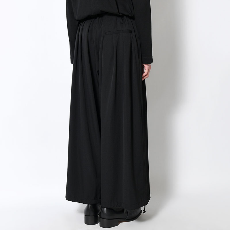 WOOL GABARDINE STANDARD BALOON PANTS -BLACK-