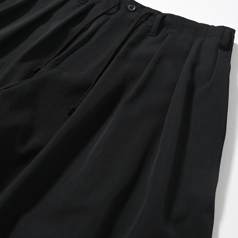WOOL GABARDINE STANDARD BALOON PANTS -BLACK-