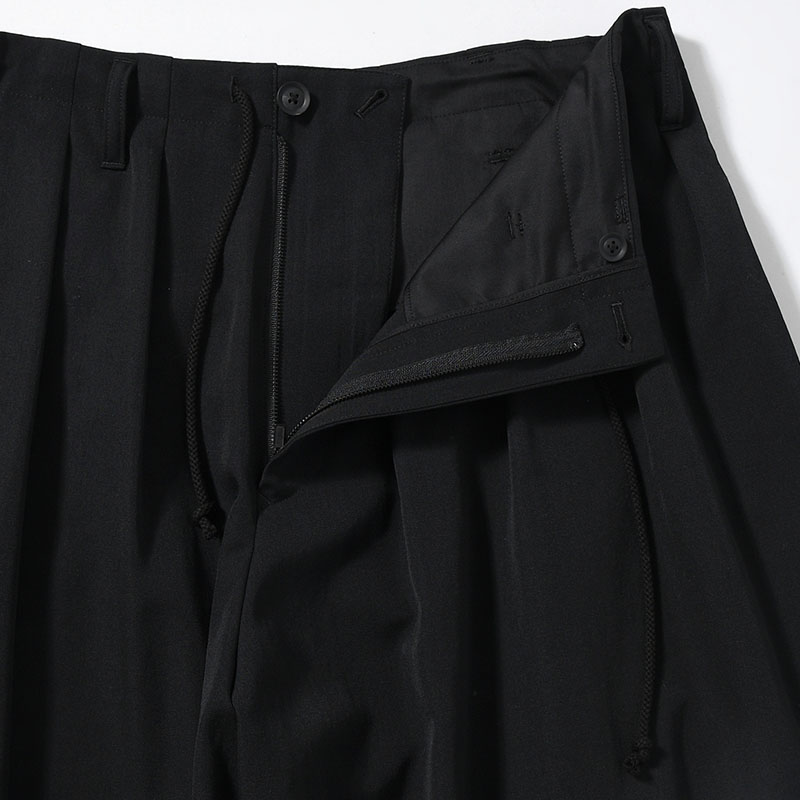 WOOL GABARDINE STANDARD BALOON PANTS -BLACK-