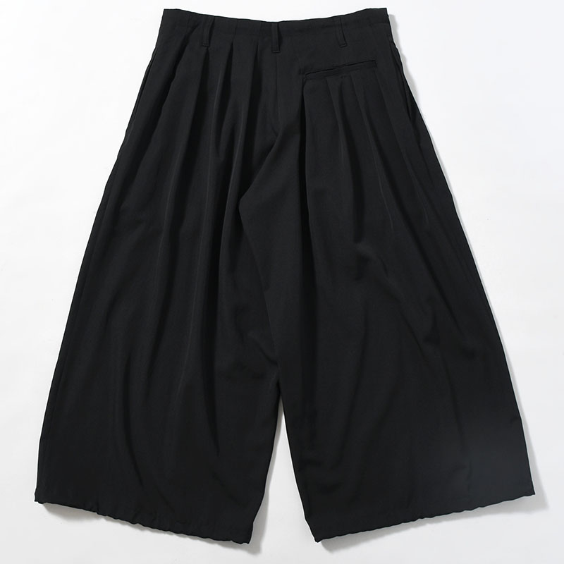WOOL GABARDINE STANDARD BALOON PANTS -BLACK-