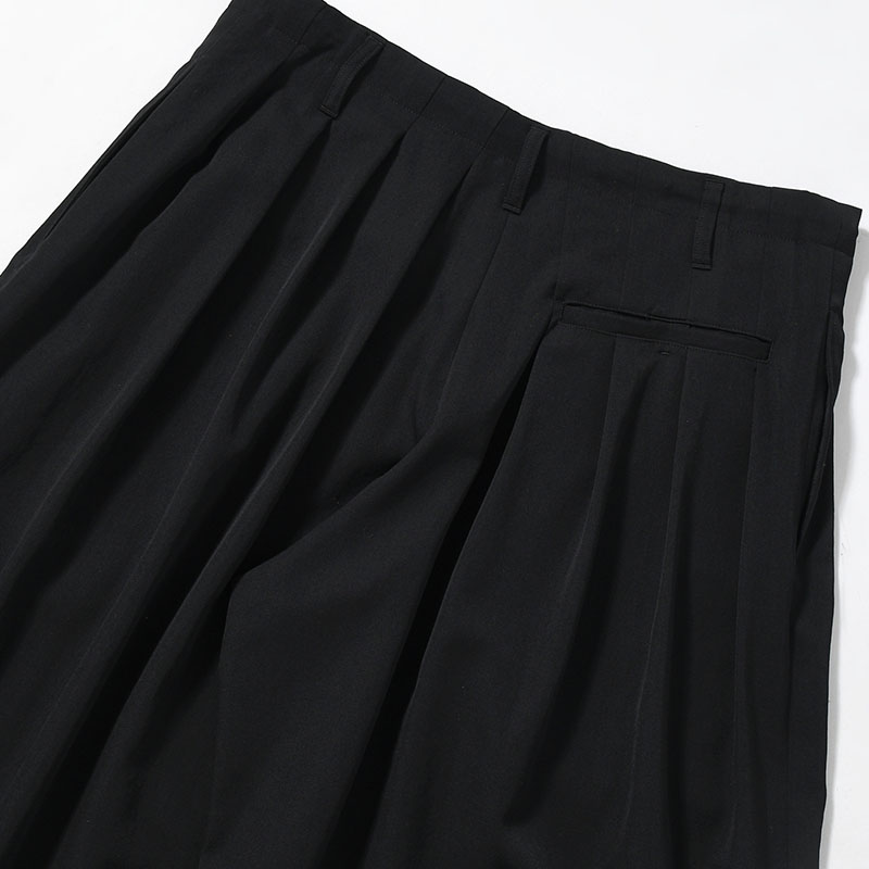 WOOL GABARDINE STANDARD BALOON PANTS -BLACK-