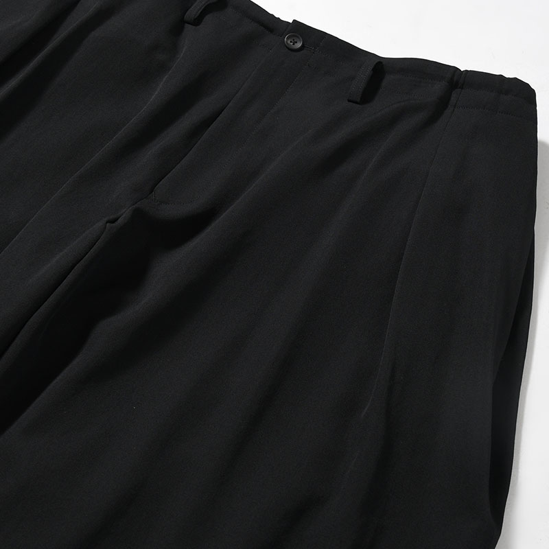 WOOL GABARDINE OUTER DRAPE PANTS -BLACK-