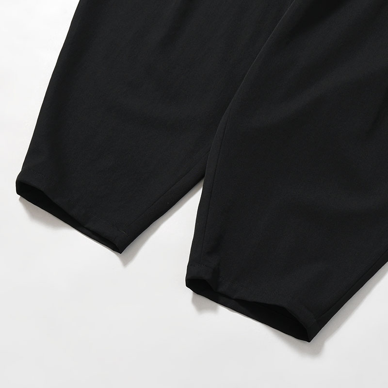 WOOL GABARDINE OUTER DRAPE PANTS -BLACK-