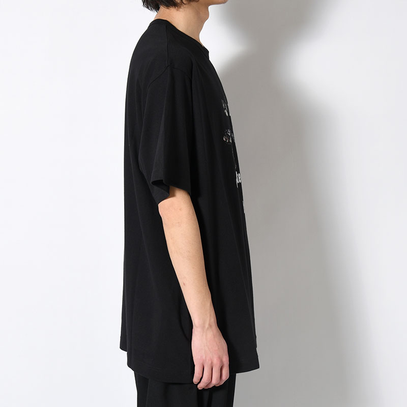 30/- COMBED PLAIN STITCH SHORT SLV T PT F -BLACK-