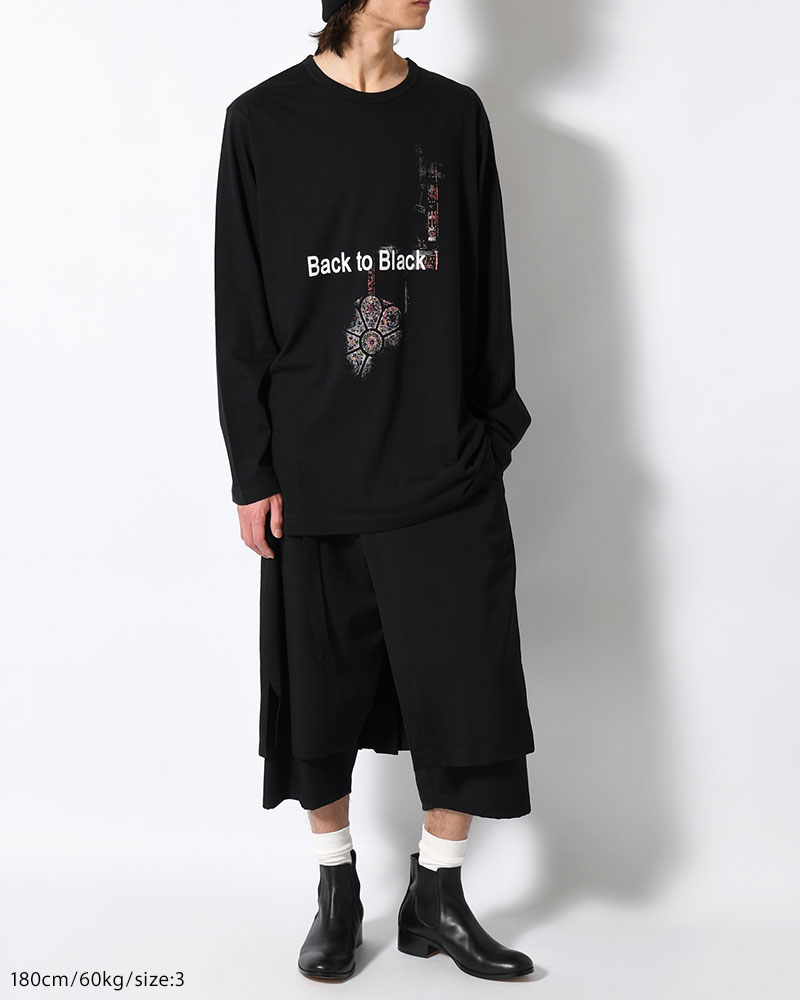 PLAIN STITCH LONG SLEEVE PRINT TEE -BLACK-