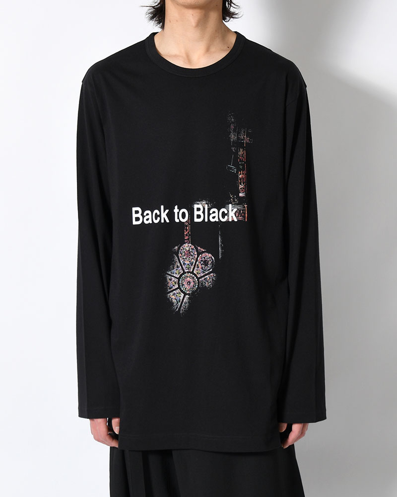 PLAIN STITCH LONG SLEEVE PRINT TEE -BLACK-