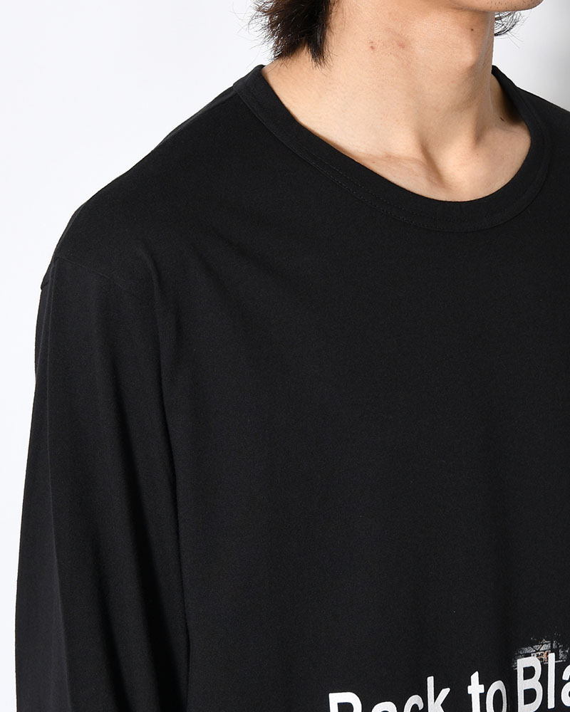 PLAIN STITCH LONG SLEEVE PRINT TEE -BLACK-