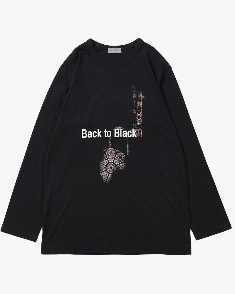 PLAIN STITCH LONG SLEEVE PRINT TEE -BLACK-