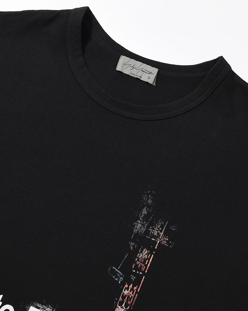 PLAIN STITCH LONG SLEEVE PRINT TEE -BLACK-