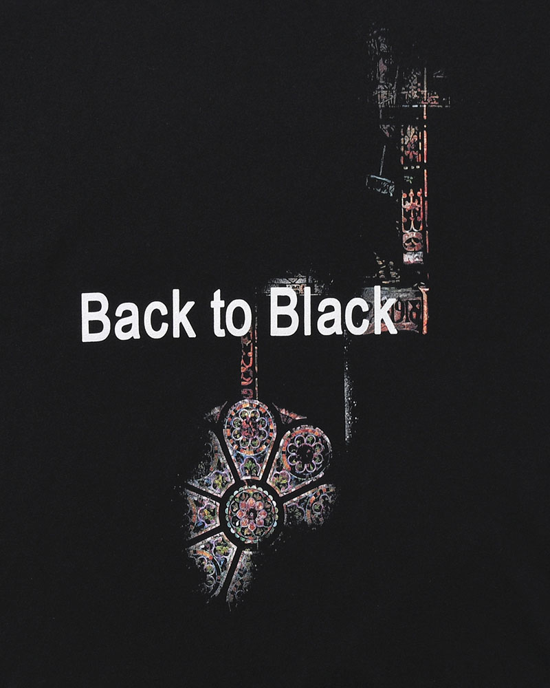 PLAIN STITCH LONG SLEEVE PRINT TEE -BLACK-