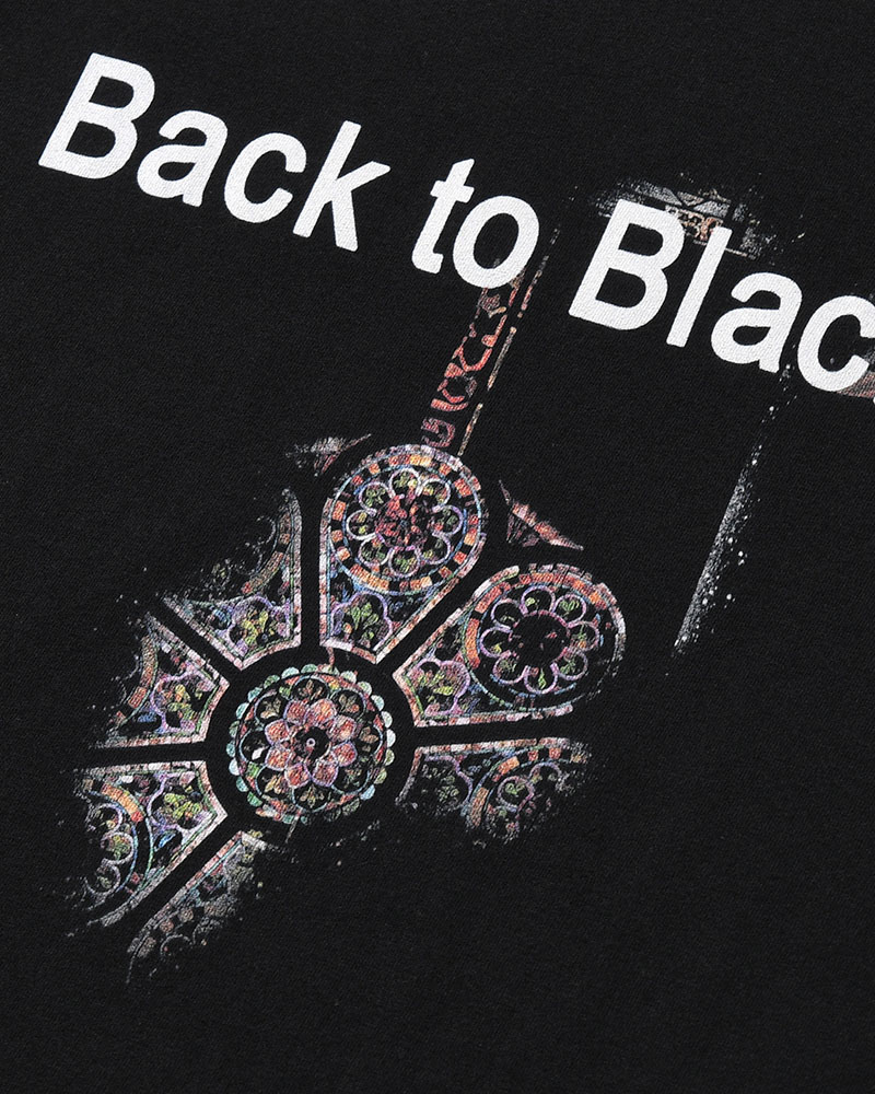 PLAIN STITCH LONG SLEEVE PRINT TEE -BLACK-