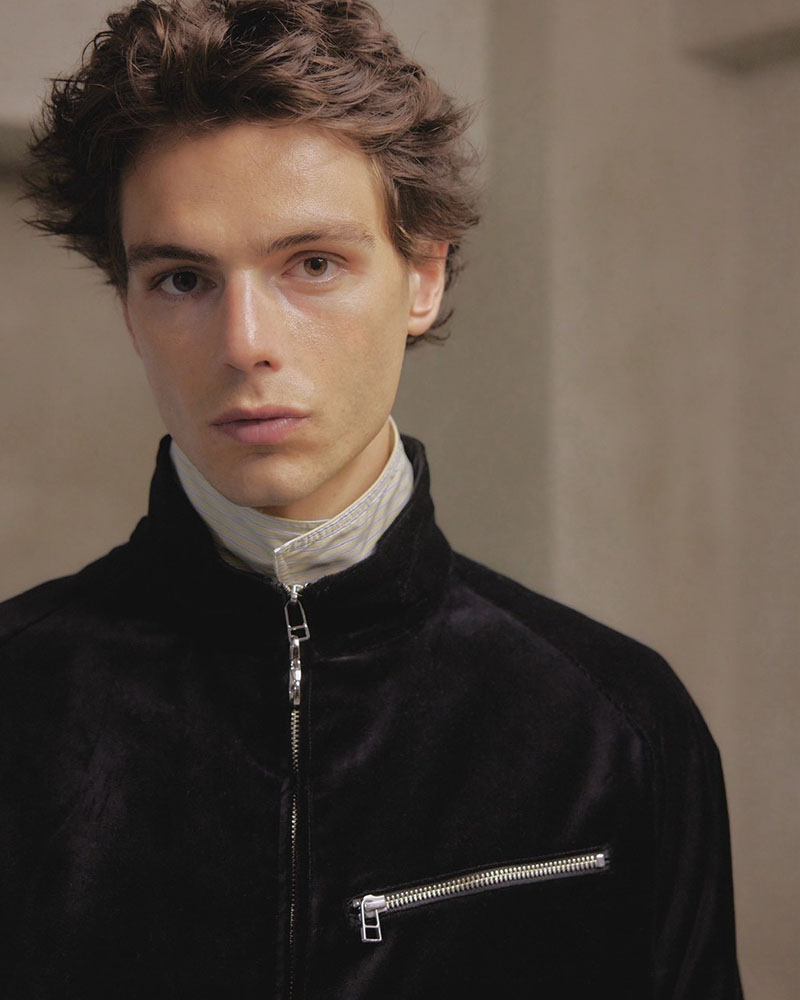 VELVETEEN TRUCKER JACKET -BLACK-