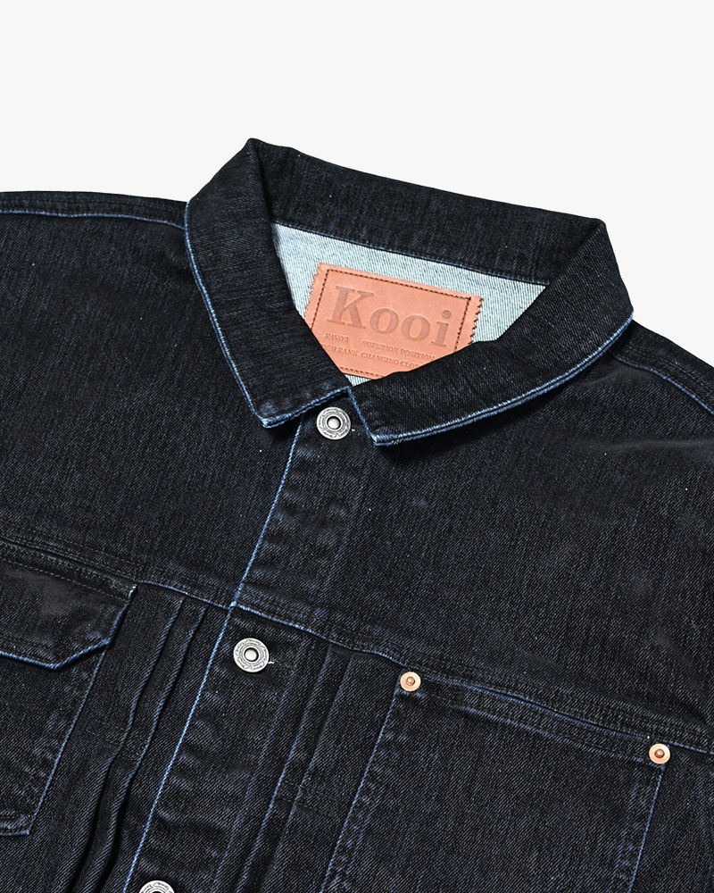 FLOCKY DENIM JACKET -BLACK-