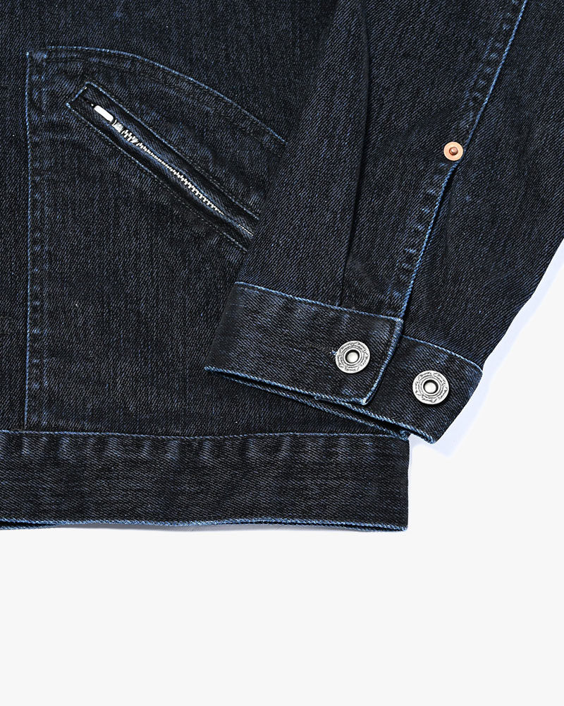 FLOCKY DENIM JACKET -BLACK-