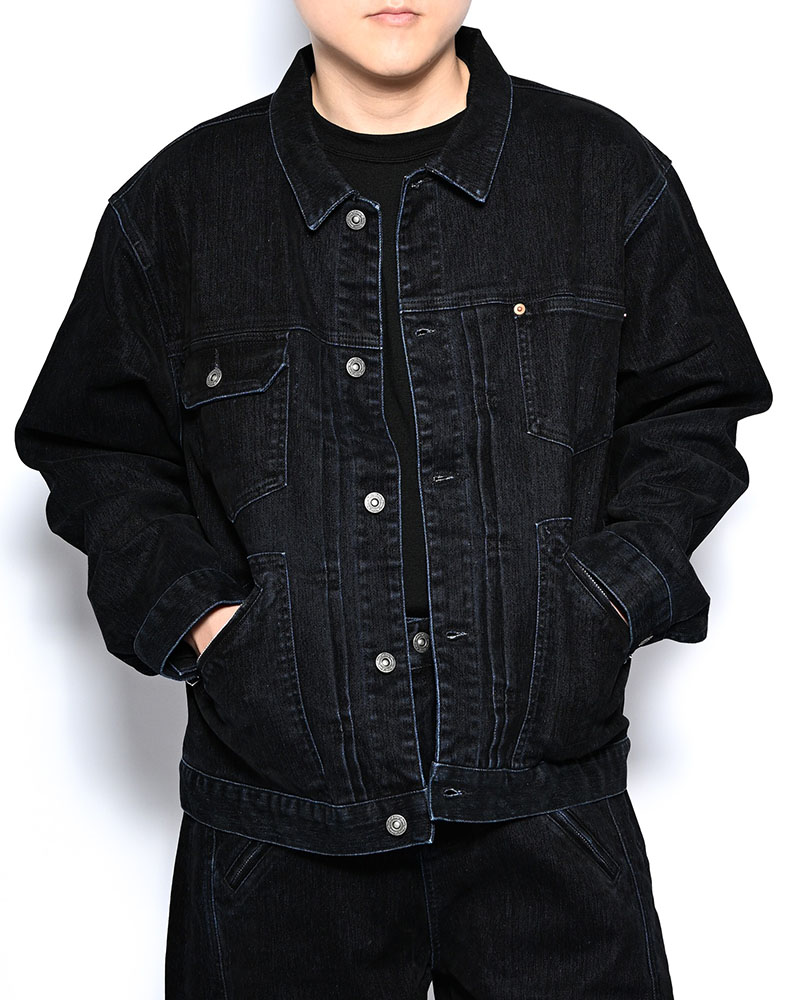 FLOCKY DENIM JACKET -BLACK-