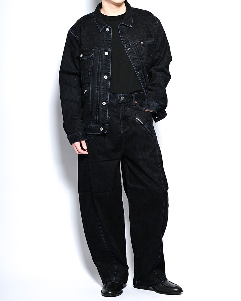 FLOCKY DENIM JACKET -BLACK-