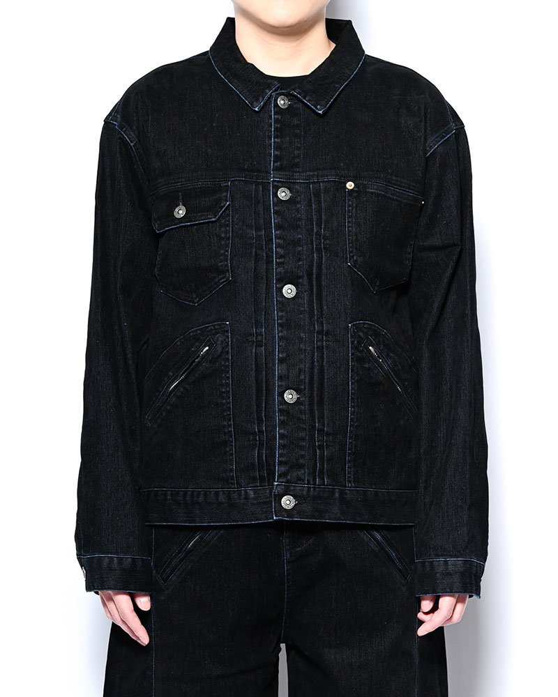 FLOCKY DENIM JACKET -BLACK-