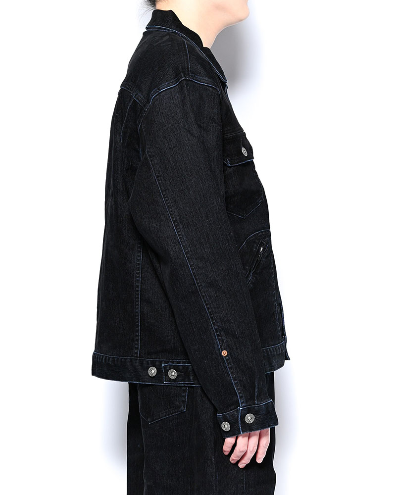 FLOCKY DENIM JACKET -BLACK-