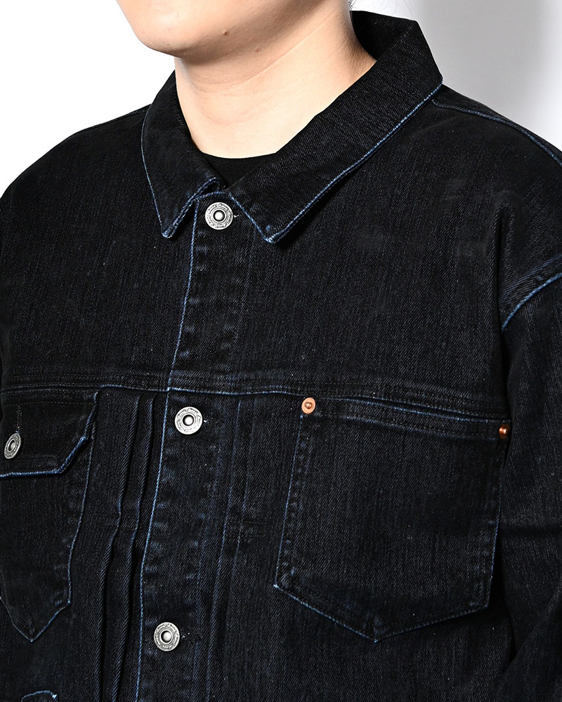 FLOCKY DENIM JACKET -BLACK-