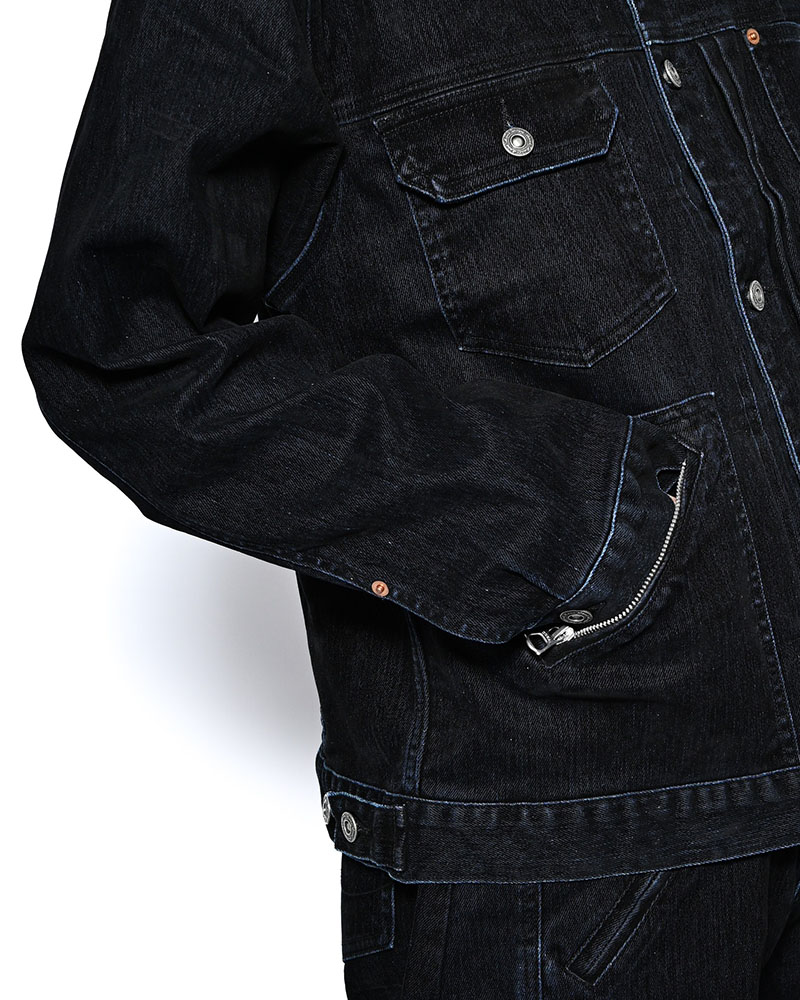 FLOCKY DENIM JACKET -BLACK-