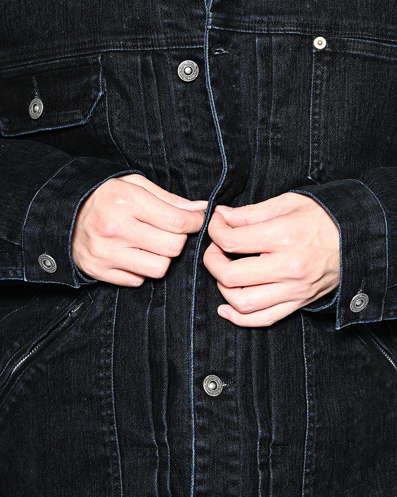FLOCKY DENIM JACKET -BLACK-