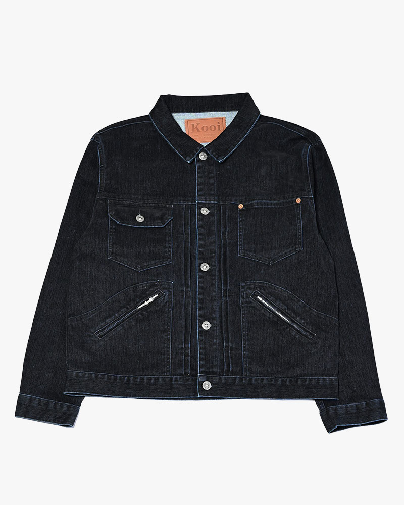 FLOCKY DENIM JACKET -BLACK-