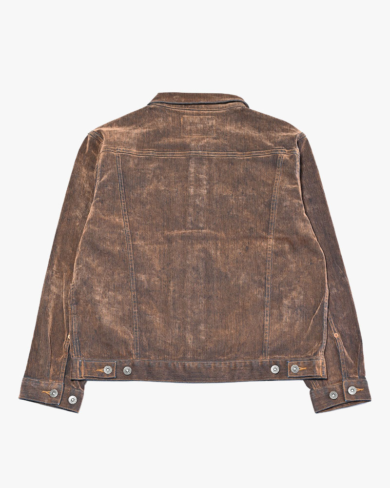 FLOCKY DENIM JACKET -BROWN-