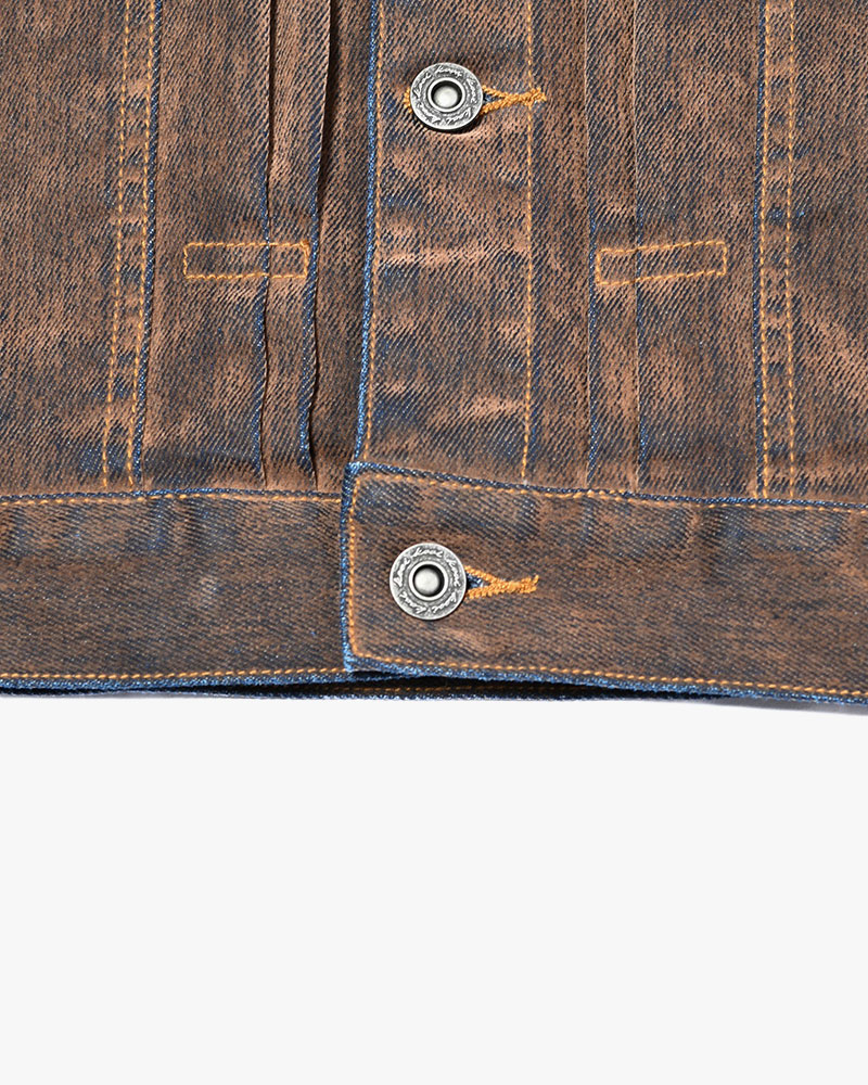 FLOCKY DENIM JACKET -BROWN-