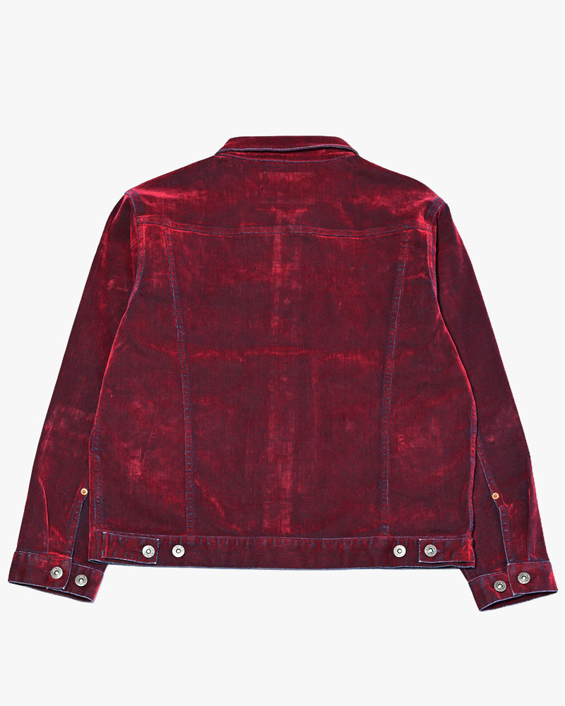 FLOCKY DENIM JACKET -RED-