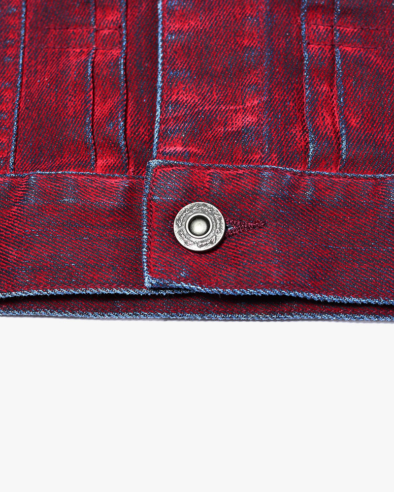 FLOCKY DENIM JACKET -RED-