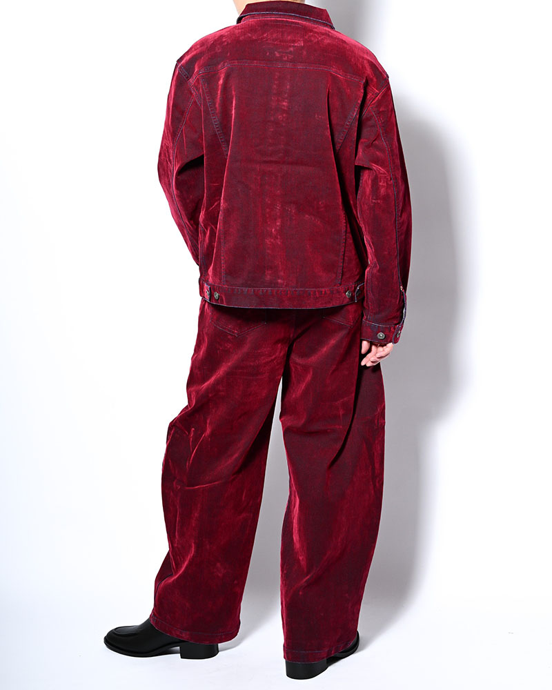 FLOCKY DENIM JACKET -RED-