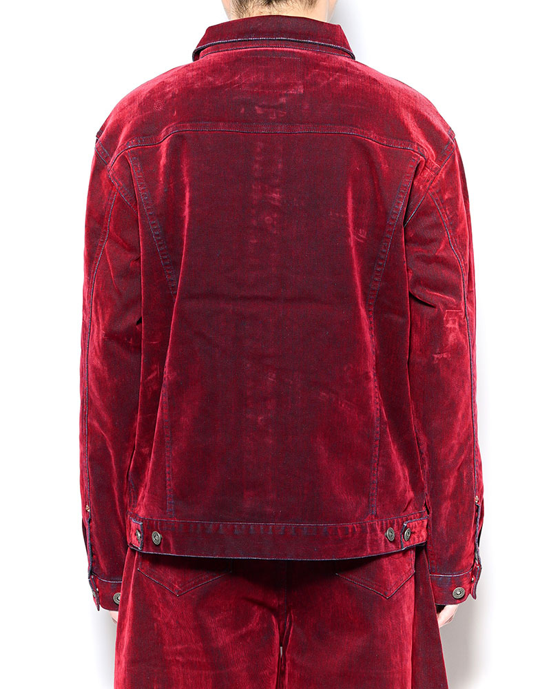 FLOCKY DENIM JACKET -RED-